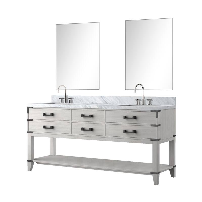 Norwalk Bath Vanity with Carrara Marble Top, Sink, Mirror and Faucet