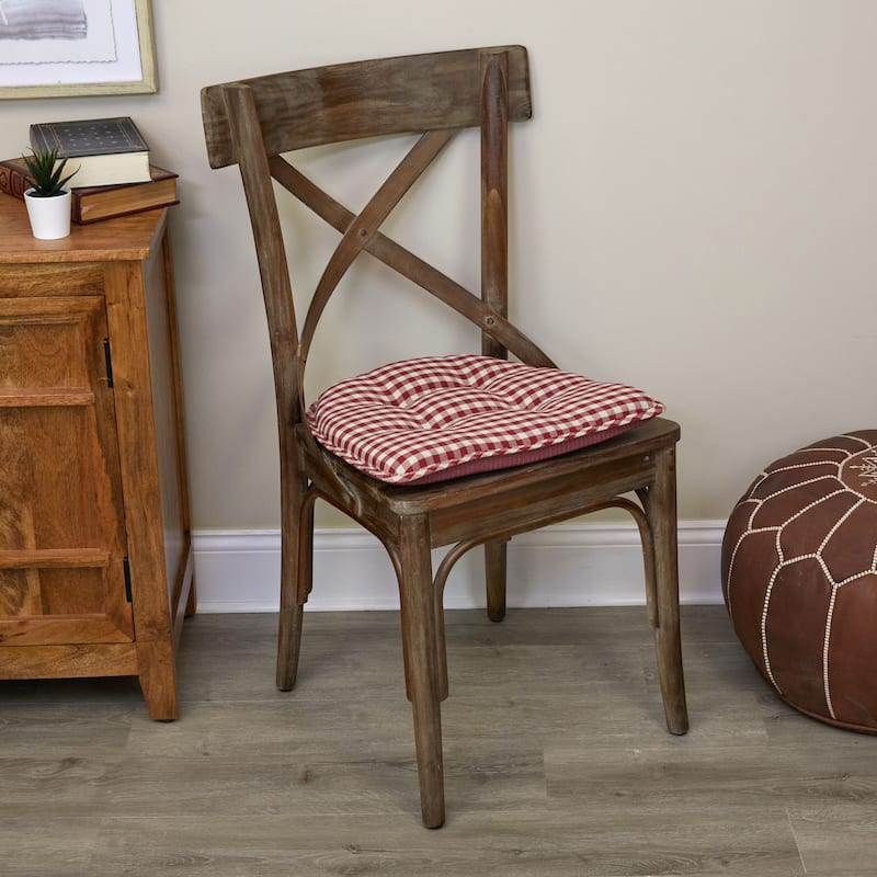 Klear Vu Tufted Non-Slip Dining Chair Cushion Set - Set of 4 - Red