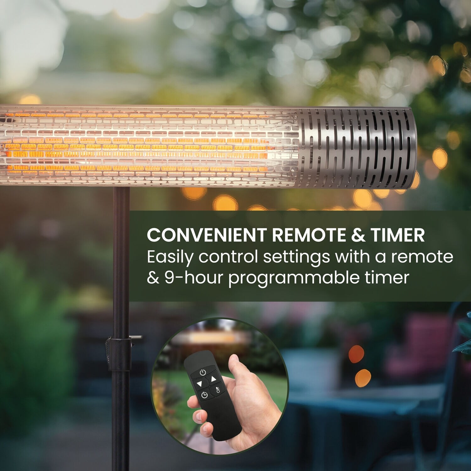 Hanover Wide Electric Carbon Infrared Heat Lamp with Remote