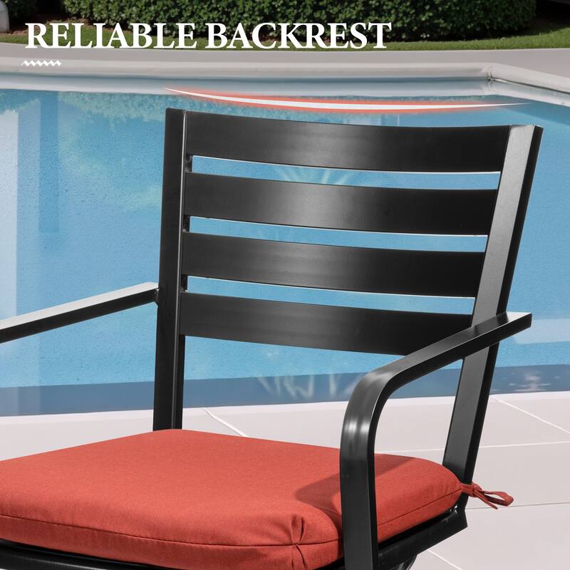 Outdoor Patio Aluminum Swivel Bar Stools Set with Sunbrella Cushion - 18.5 in L x 18.5 in W x 45.7 in H