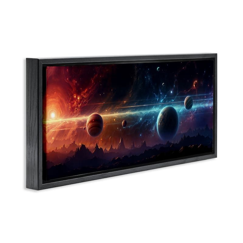 Stupell Surreal Planets over Crags Framed Floater Canvas Wall Art Design By Wumples
