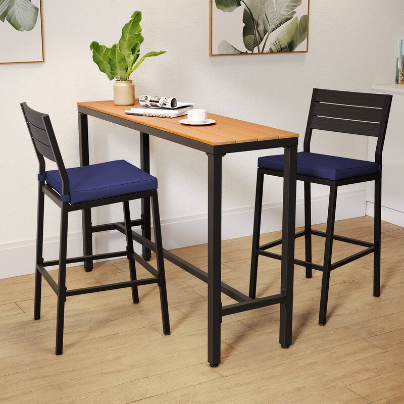 Pellebant Outdoor 2 or 4PCS Barstools with Cushion - 15.9 in D x 17.3 in W x 40.2 in H