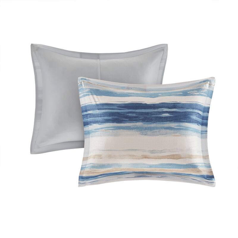 GDF Studio - Marina 8-Piece Printed Seersucker Comforter and Quilt Set Collection with Decorative Pillows