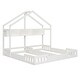 preview thumbnail 7 of 10, Twin Size House Platform Beds with Shelves and Guardrails, 2 Shared Beds in Creamy White
