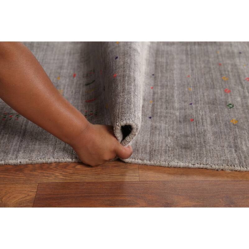 Tribal Gabbeh Indian Area Rug Handmade Silk Carpet - 8'0"x 9'8"