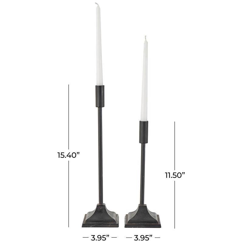 Metal Turned Style Decorative Candle Holder with Tapered Bases - Set of 3 Black - Roche River Decor