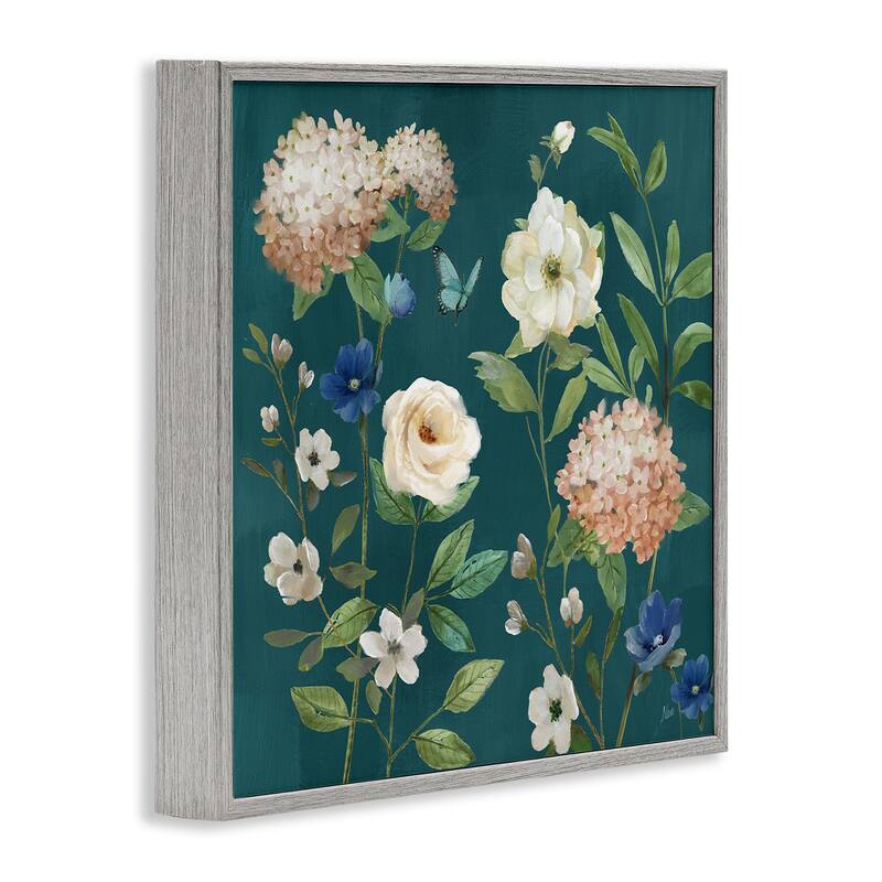 Stupell Bright Garden Blooms on Green Framed Giclee Art Design By Nan