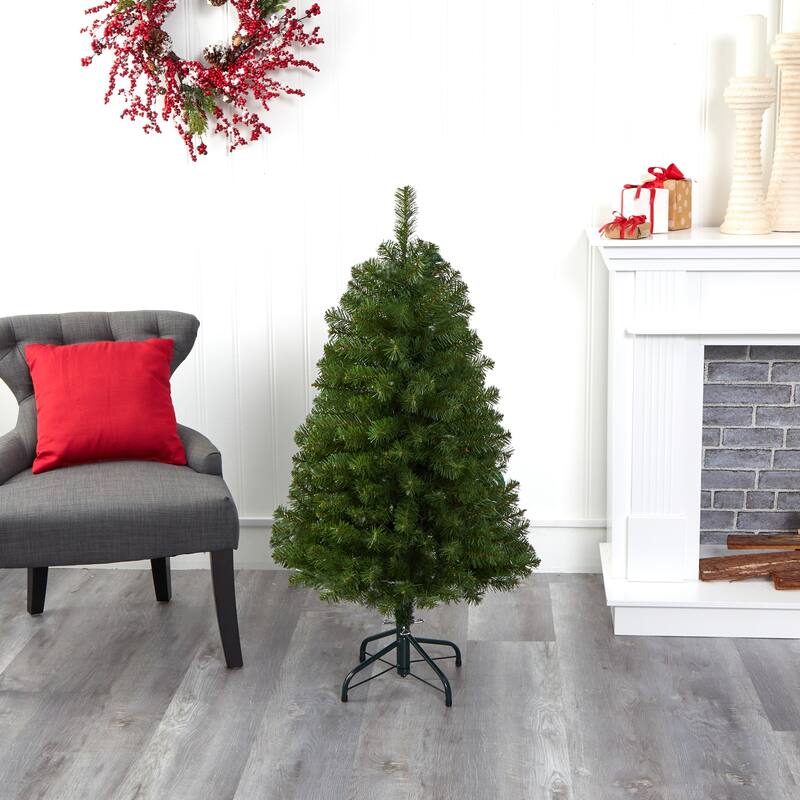 4' Virginia Fir Christmas Tree with 100 Clear Lights and 223 Branches - Green