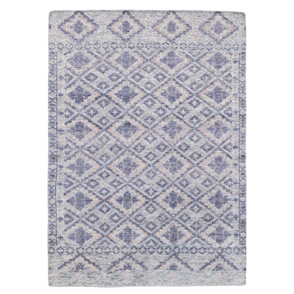 ECARPETGALLERY Hand-knotted Tangier Light Blue Wool Rug - 5'4 x 7'8