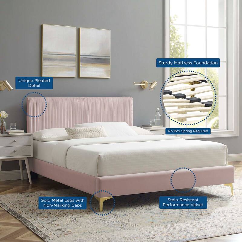 Peyton Performance Velvet Queen Platform Bed