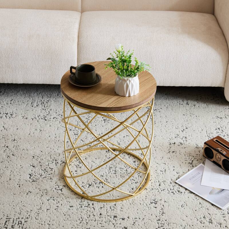 Modern Glass Top Side Table with Decorative Frame