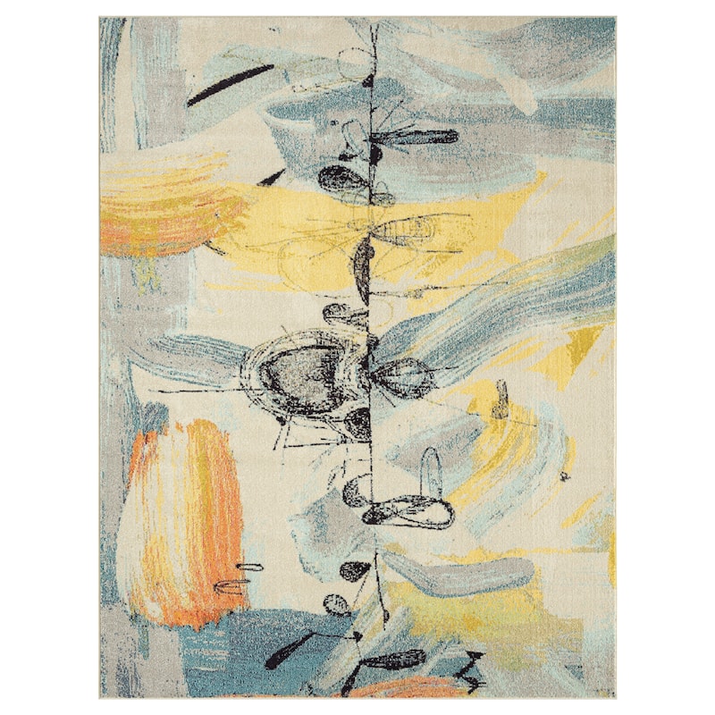Katie Merz COLORWRKS Blues x Brushed Yellows Area Rug