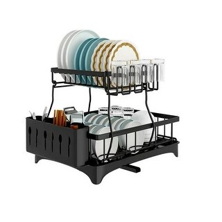 2 Tier Dish Drying Rack for Kitchen Counter with Cup Holder - Bed Bath ...