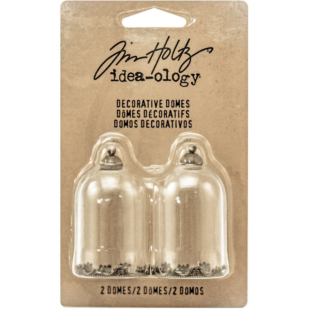 Tim Holtz Idea-ology Miniature Decorative Domes 2//Pack TH93265 Clear Glass and Antique Brass