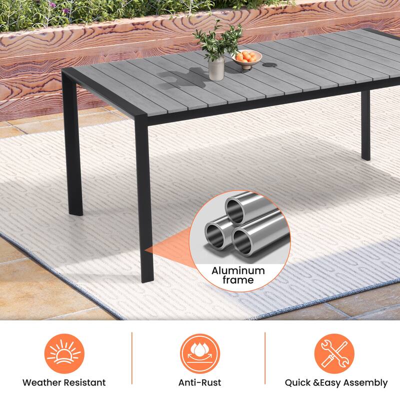 Pellebant Premium Outdoor Patio Aluminum Dining Table with Umbrella Hole