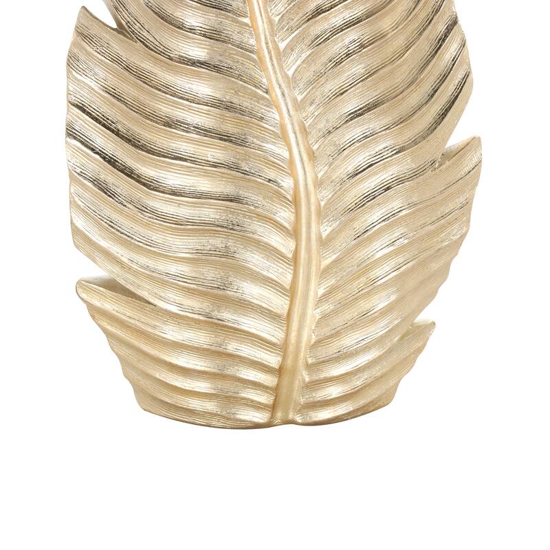 Gold Polystone Curved Metallic Leaf Vase
