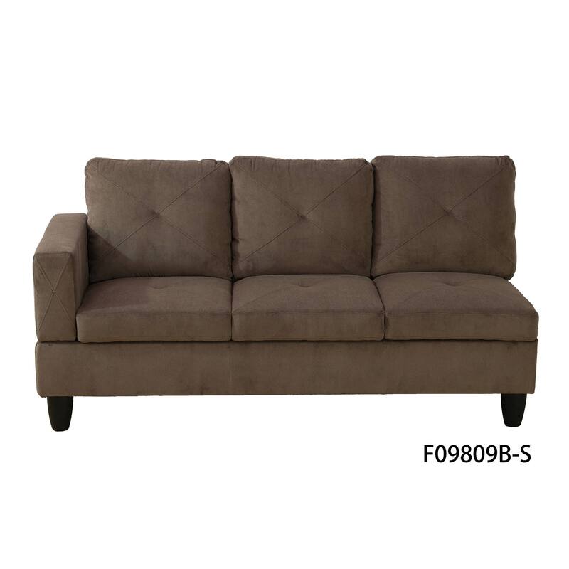 Brown Sackcloth Fabric 3-Piece Living Room Sofa Set
