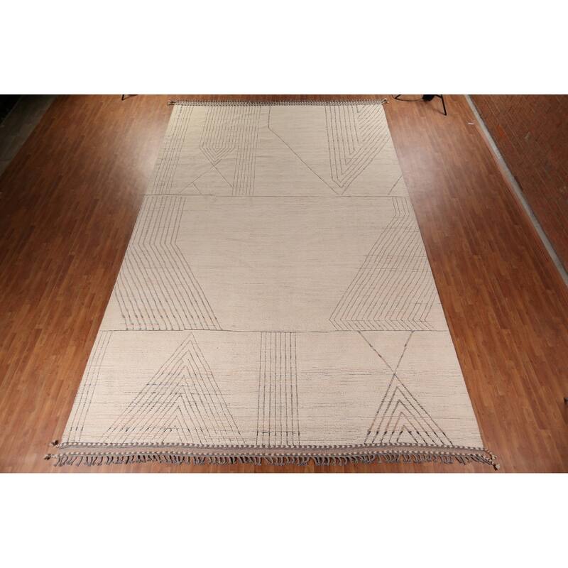 Earth Tone Moroccan Large Modern Area Rug Handmade Wool Carpet - 11'11"x 18'8"