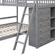 preview thumbnail 40 of 42, Contemporary Wooden Twin Over Full Bunk Bed With Six Drawers And Flexible Shelves, Bottom Bed With Wheels, Space-saving, White
