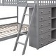 preview thumbnail 25 of 42, Wooden Twin Over Full Bunk Bed With 6 Drawers And Shelves, White