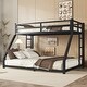 preview thumbnail 12 of 20, Metal Bunk Bed with Noise Reduction & Ladder Twin XL over Queen - Black