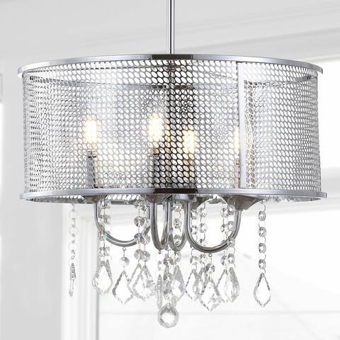 Reese Metal/Crystal Adjustable LED Drop Chandelier, Chrome by JONATHAN Y