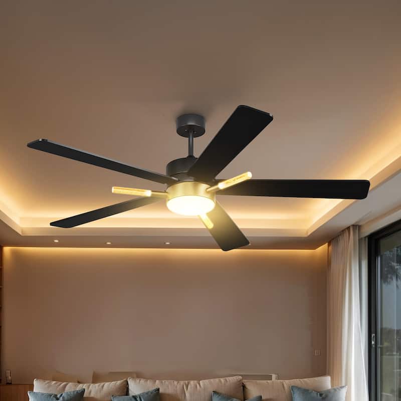 42 Inch Ceiling Fan with Light Remote 3 Crystal Rod and Dimmable Quiet Motor
