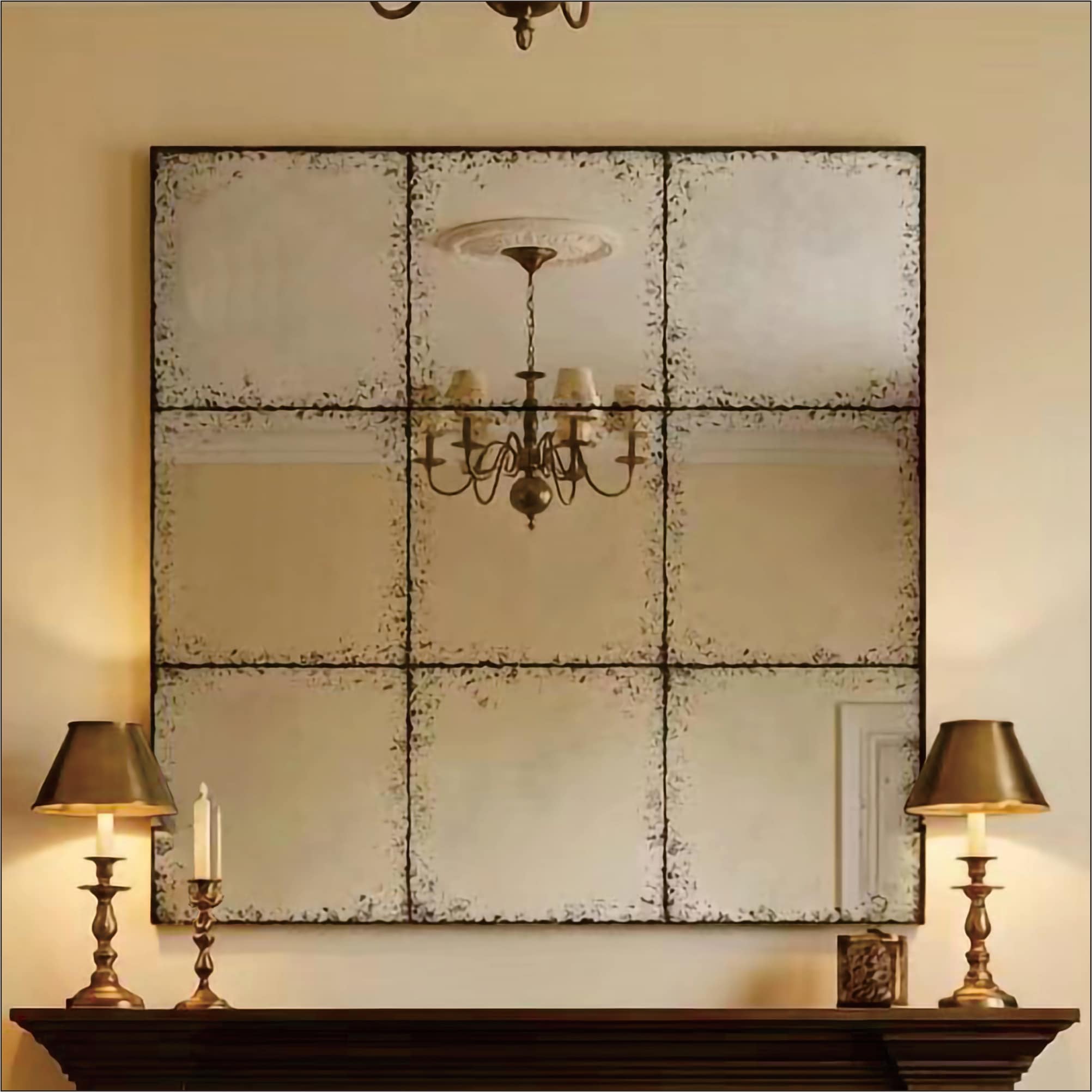 Vintage 36" Square Decorative Wall-mounted Mirror