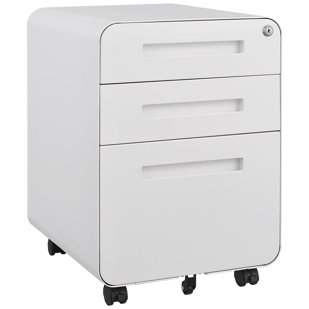 3 Drawer Mobile File Cabinet,Versatile Cabinet,5 Wheel Design Anti-Tilting Cold Rolled Steel Waterproof Moisture-Proof