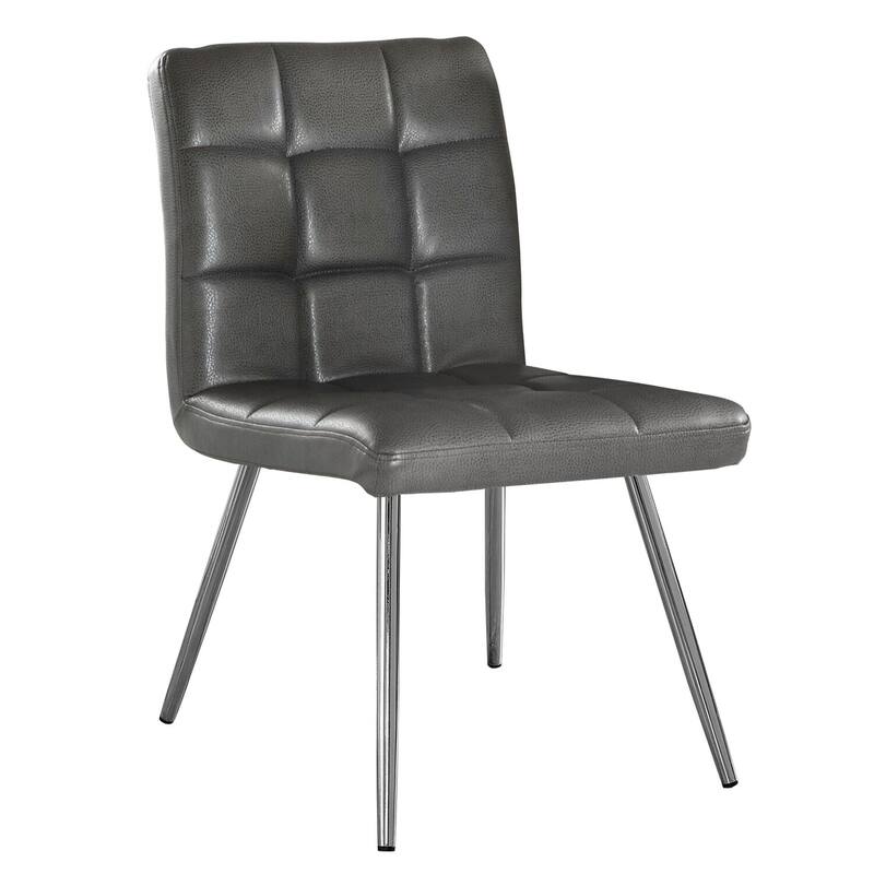 Modern Upholstered Dining Chairs - Set of 2, White PU Leather Chrome Accent Living Room Chair - 38.75
