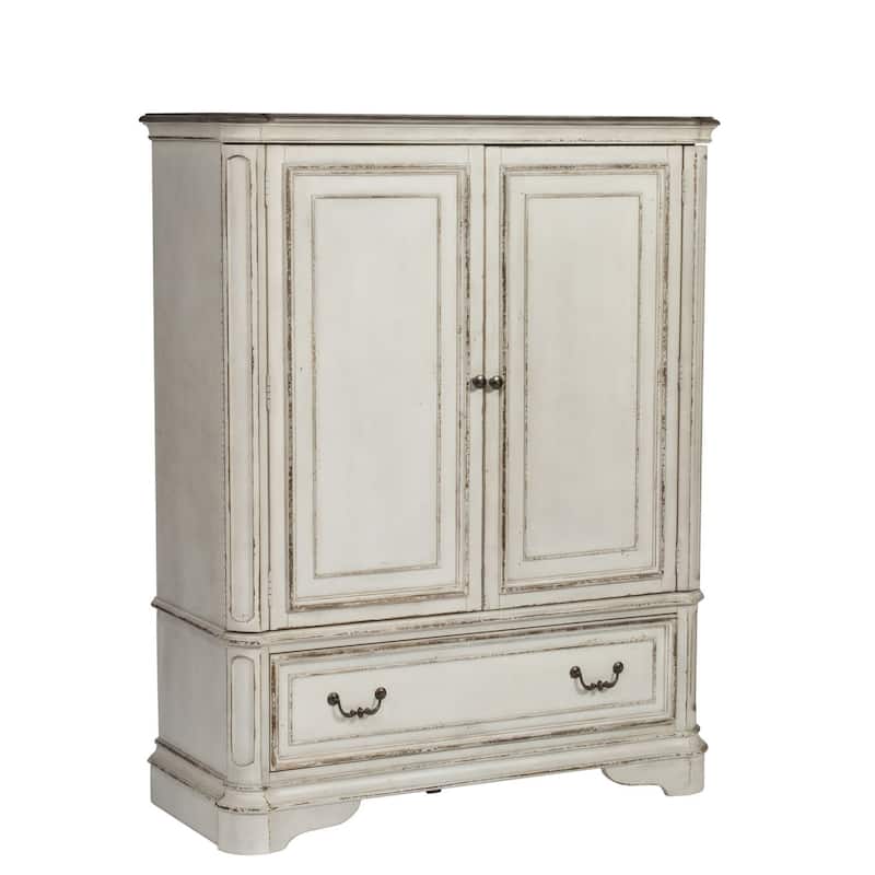 Magnolia Manor Antique White & Weathered Bark Door Chest