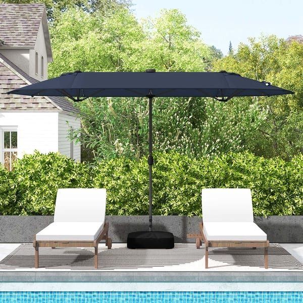 10ft patio umbrella with base Olilawn 10ft Outdoor Patio Umbrella with Upgraded Yarn-dyed Fabric  OL-HT032(UPC：779657329511)