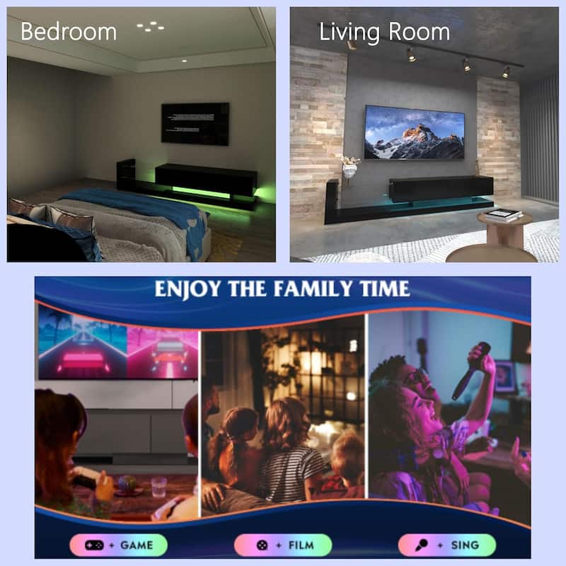 LED TV Stand for 55 65 75 Inch TV, Modern Entertainment Center Equipped with Power Outlet, 50 60 70 Inch TV Console for Homes