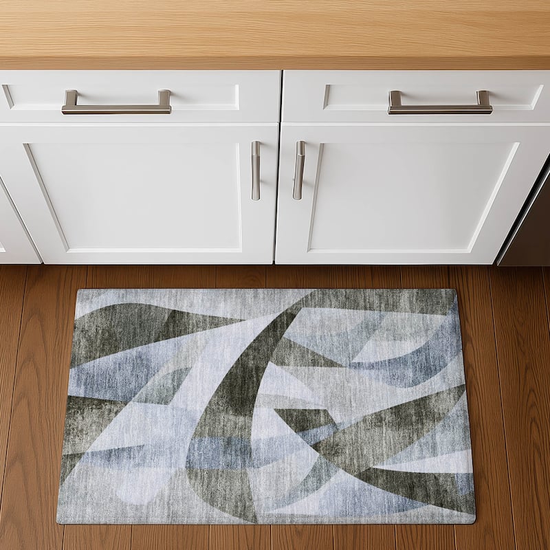 Premium Washable Super Soft Abstract Contemporary Mayfield Rug - 1'8" x 2'6" - Taupe