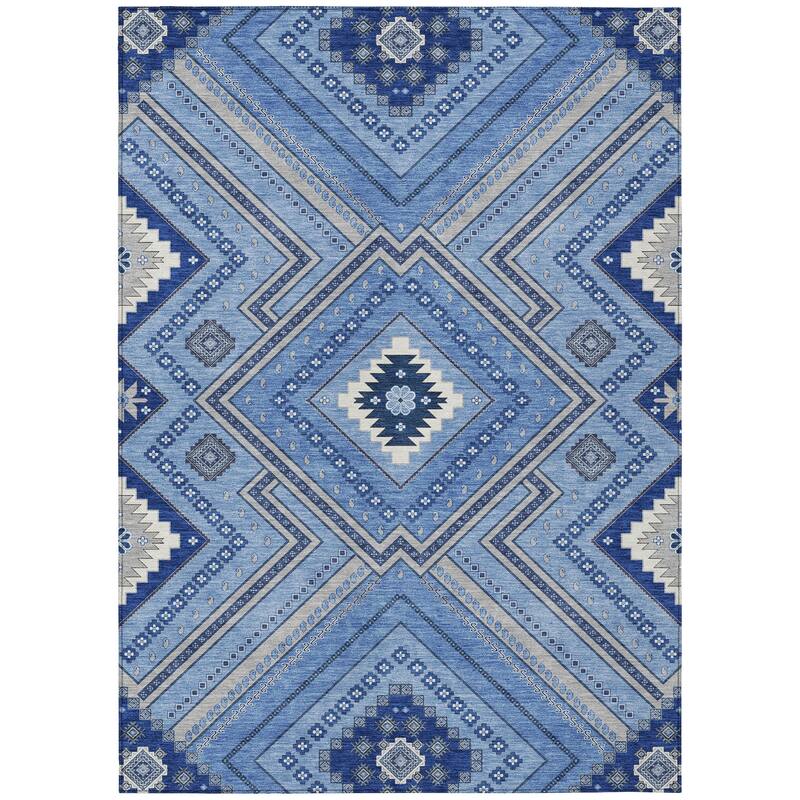 Machine Washable Indoor/ Outdoor Global Boho Chantille Rug