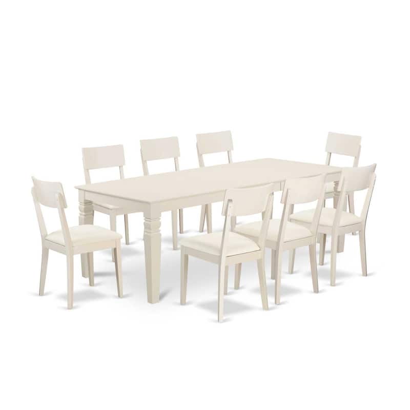 Dining Room Set 9 Piece Table & Chairs - Old World Linen White Kitchen Set