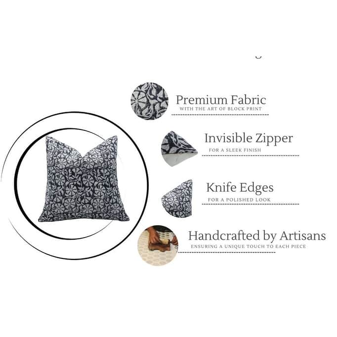 Fabdivine Linen Square Block print pillow Cover