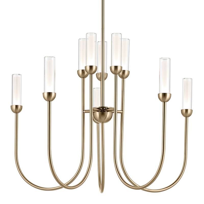 Moraine 30 Inch LED 10 Light 2-Tier Chandelier in Champagne Bronze