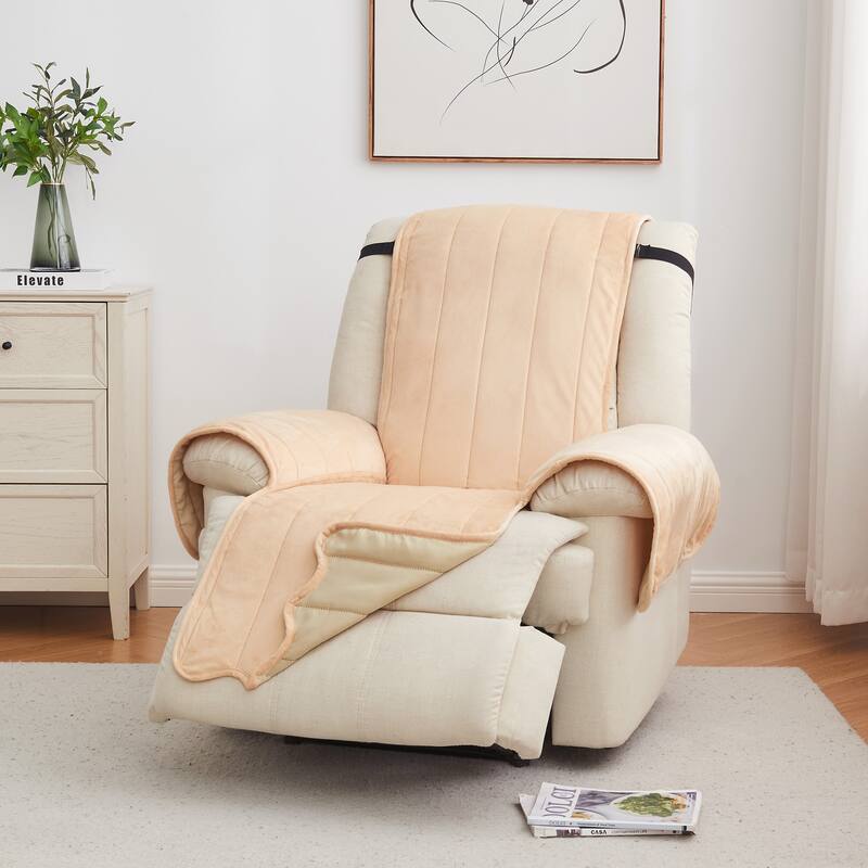 Velvet Recliner Cover Pet Furniture Protector - Peach