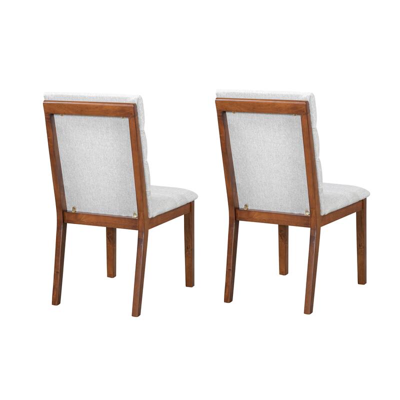 Mid-Century Modern Dining Chairs with Walnut Finish Triple Stitching and Hardwood Frame, for Dining Rooms, Set of 2