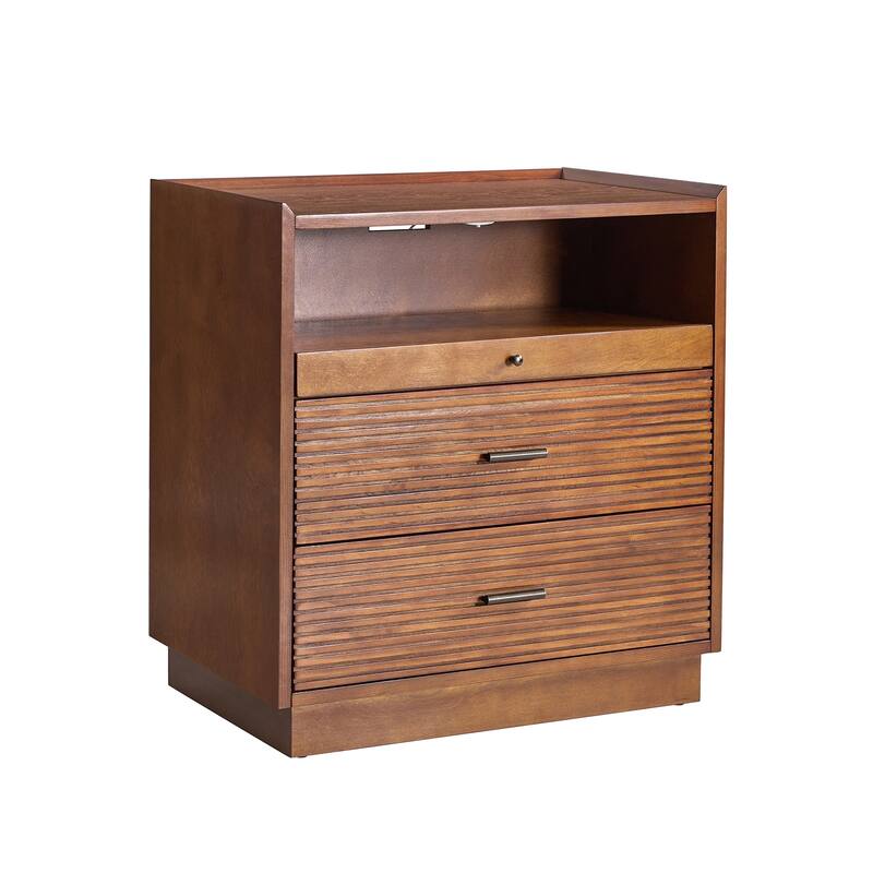 Lorenz Mid-century Modern End Table with Charge Station and LED Light by HULALA HOME