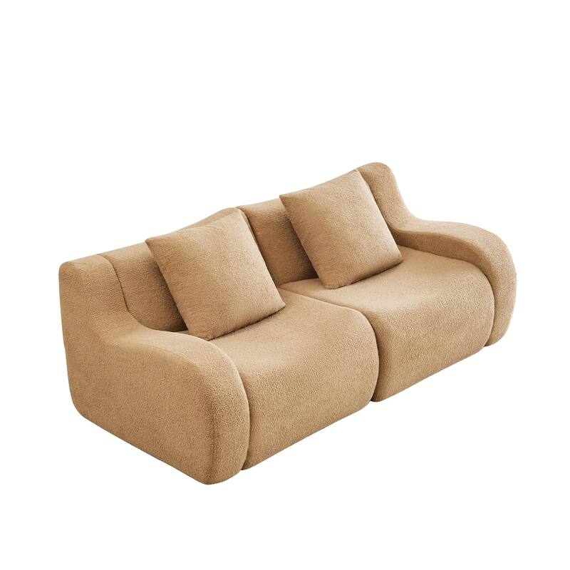 Anmytek Plush Cozy Teddy Fabric Boneless Sofa Anti-Slip Streamlined Design No-Assembly