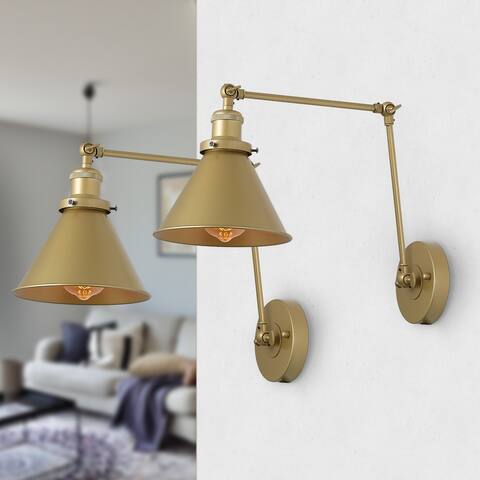 Modern & Contemporary Swing Arm Wall Sconce Flush Mount Wall Lights for Bedroom - L 21" x W 7.3 "x H8"