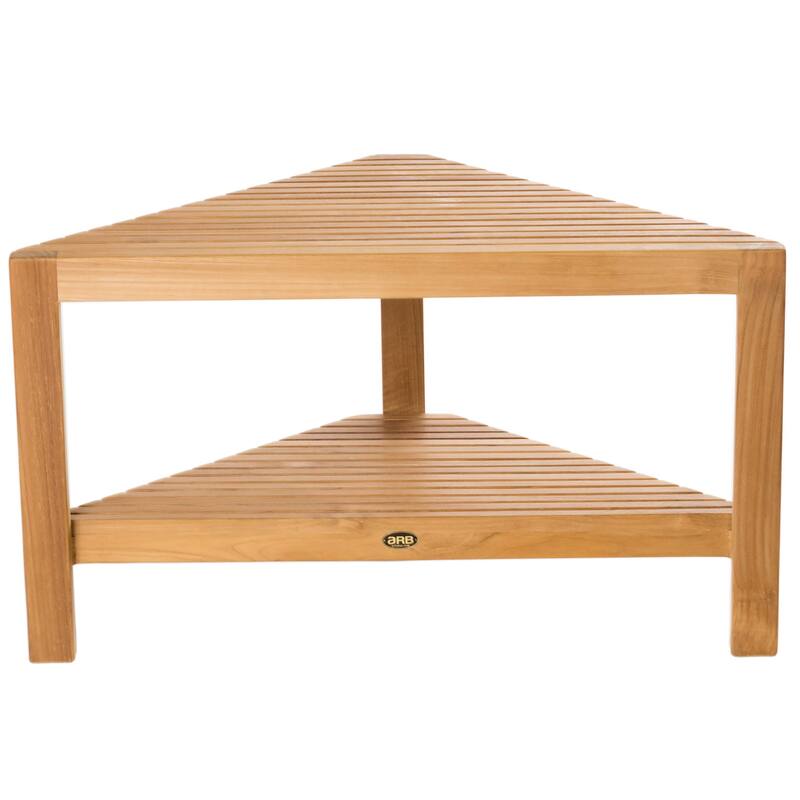 Teak Shower Bench Fiji corner 31" (80 cm) with shelf