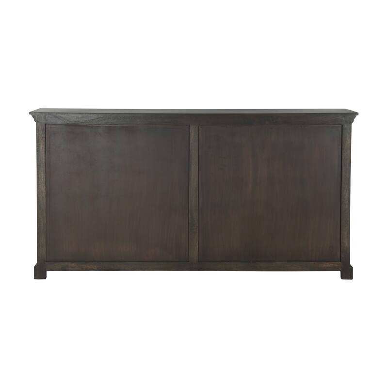 HomeRoots 72" Dark Brown Solid Wood Shutter Style Sideboard with Four Doors - 72.00 in. x 37.00 in. x 15.00 in.