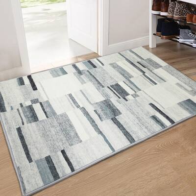GlowSol Modern Abstract Area Rug Geometric Area Rug Low Pile Floor Carpet Large Throw Rug Contemporary Area Rug