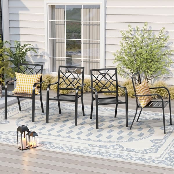 slide 2 of 18, Outdoor Patio Stackable Dining Chairs Set of 4/6 4-Piece