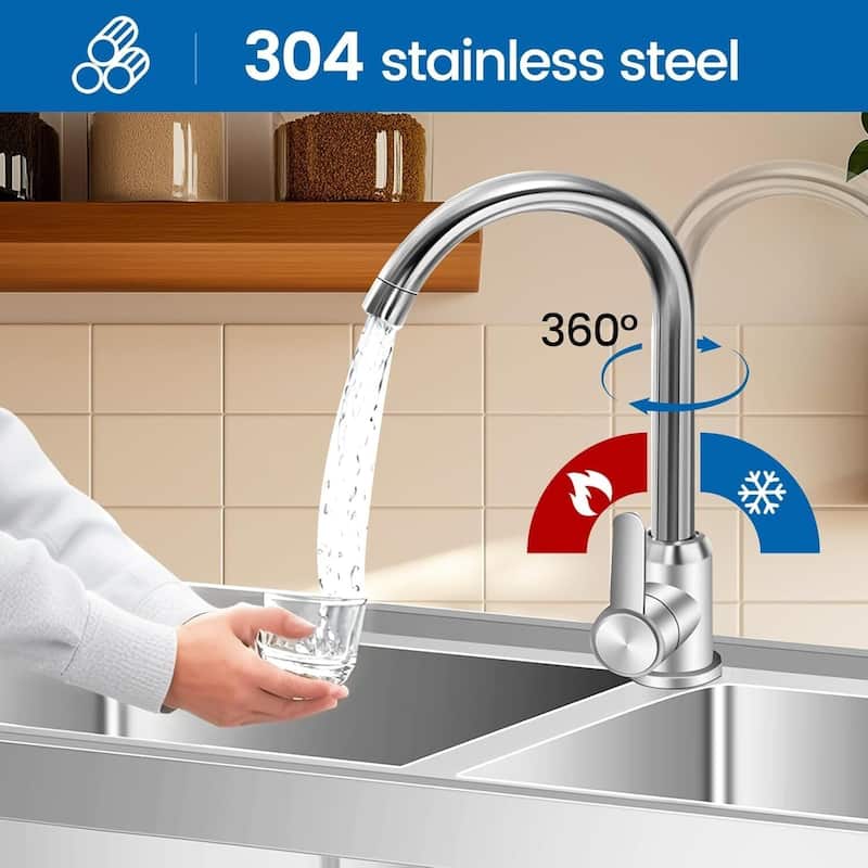 33"x18"x30" Freestanding Double Bowl Utility Sink with Faucet