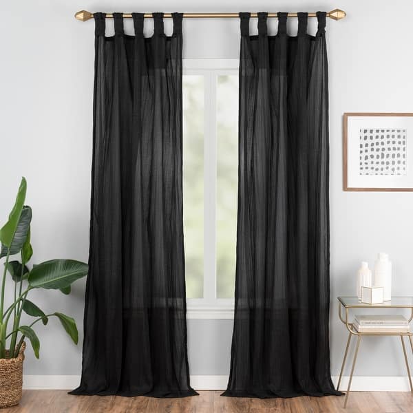 slide 2 of 35, Vue Elements Priya Tab Top Window Curtain - 50x84 63 Inches - Black