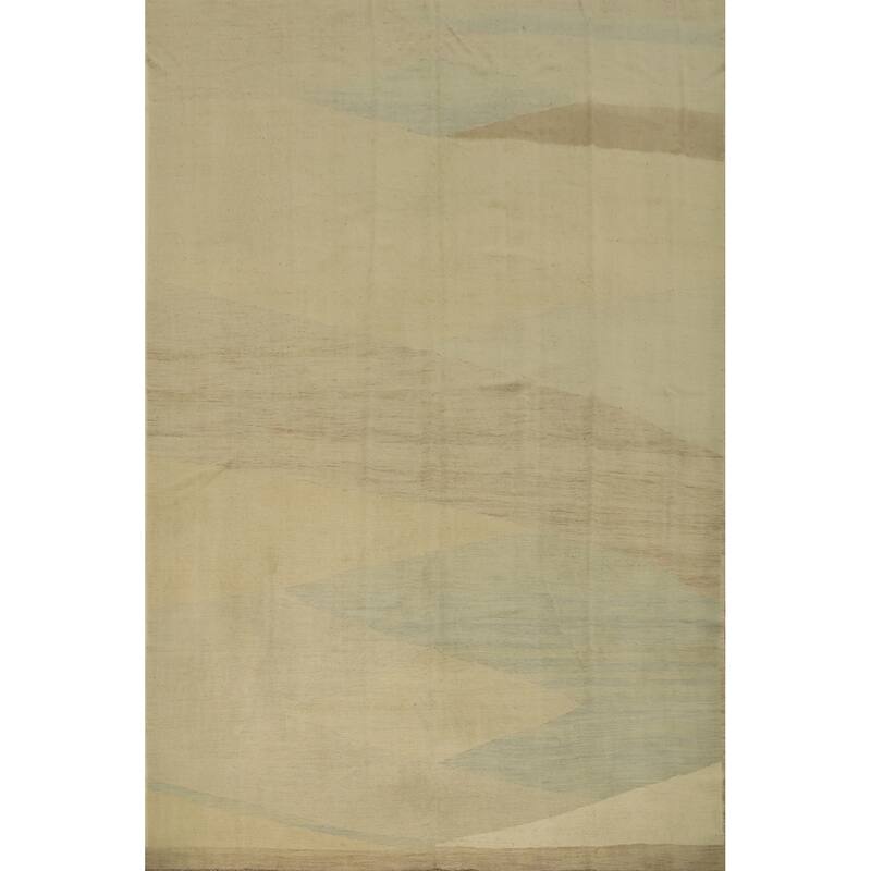 Hand Woven Oriental 100% Wool Carpet Southwestern Modern Beige & Ivories Kilim Area Rug - 11' 9'' X 9' 0''